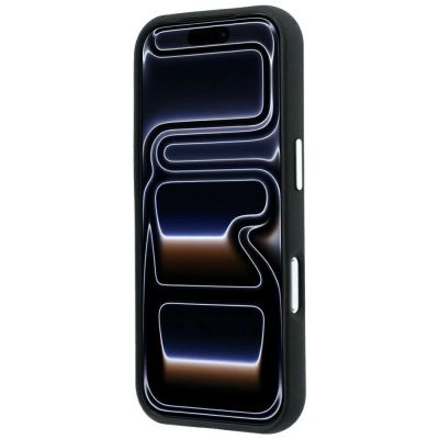 5. Karl Lagerfeld Saffiano Case with Karl & Choupette Heads Pins & Logo for iPhone 18 Pro / 17 Pro - Black