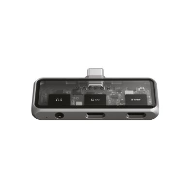 8. Satechi Mobile XR Hub mobile USB-C adapter with audio (1x USB-C 100W PD; 2.0 data and audio, 1x USB-C DP 1.4 4K@60Hz; 3.0 10 Gbps, 1x 3.5mm audio in/out) space gray