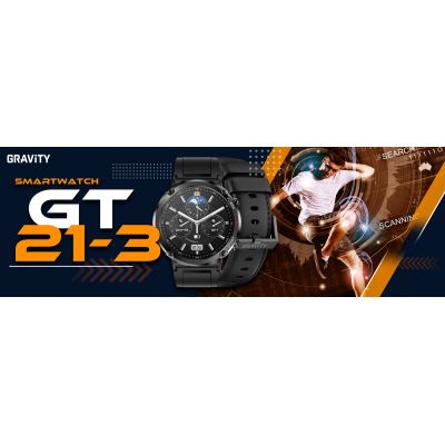 10. Gravity GT21-3 Smartwatch + Black Silicone Strap