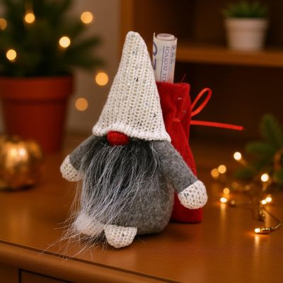 14. DECORATIVE SANTA CLAUS WITH GIFT BAG 15CM RED