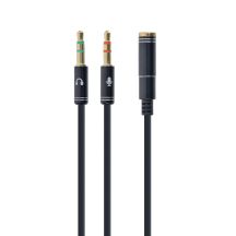 GEMBIRD CCA-418M Cable (Mini Jack x2 M - 4-Pin, Stereo Jack 3.5 mm F; 0.20 m; black)