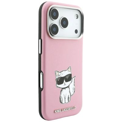 4. Karl Lagerfeld Smooth Choupette Sketch MagSafe Case for iPhone 18 Pro / 17 Pro - Pink