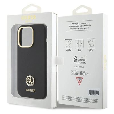 8. Guess Silicone Logo Strass 4G Case for iPhone 15 Pro - Black
