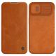 Nillkin Qin Leather Pro Case iPhone 14 Plus Camera Cover Holster Cover Flip Case Brown
