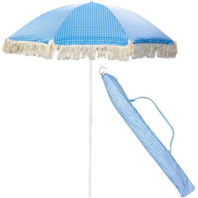 BEACH AND GARDEN UMBRELLA WITH FRINGE 174 CM BLUE