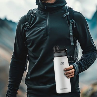11. Rockbros 35210029006 thermal bicycle bottle for drinks 650 ml - white