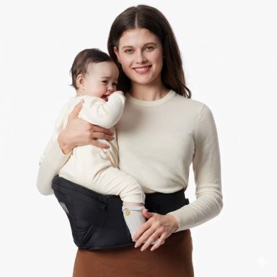 2. Momcozy Hip Seat Baby Carrier Black Medium | Hip Seat | Ergonomic, Black, Size M