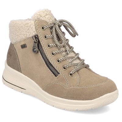 24. Beige waterproof leather ankle boots for women – Rieker L7701-24
