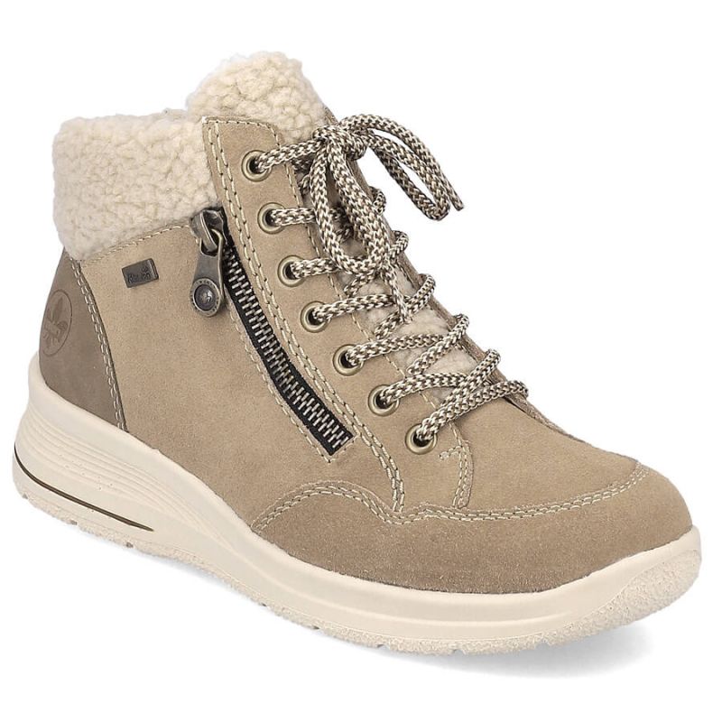 24. Beige waterproof leather ankle boots for women – Rieker L7701-24