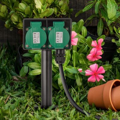 8. Entac ESE1.5G2-5-IP44S 5m Splitter 2 x Network Socket Outdoor Black, Green