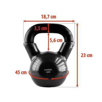 23. HMS KNV12 BLACK vinyl-coated cast iron kettlebell 