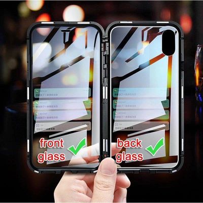 7. Wozinsky Full Magnetic Case Full Body Front and Back Cover with built-in glass for Vivo X60 black-transparent