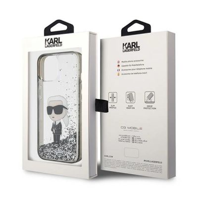 8. Karl Lagerfeld KLHCP15SLKKNSK iPhone 15 6.1" transparent hardcase Liquid Glitter Ikonik