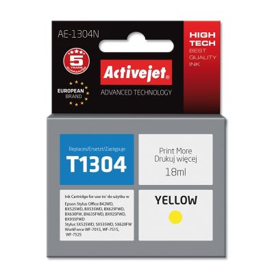 Activejet AE-1304N Ink (replaces Epson T1304; Supreme; 18 ml; yellow)