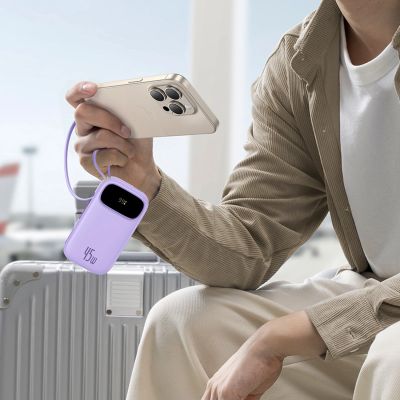 6. Baseus EnerFill FC31 20000mAh 45W Power Bank with Display with USB-C and Lightning Cables - Purple