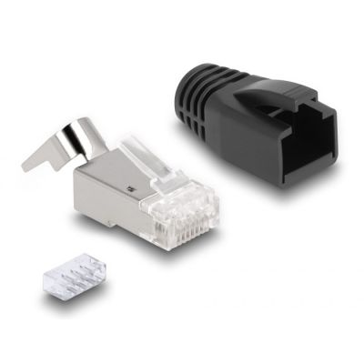3. DeLOCK RJ45 modular plug with strain relief, Cat.6A, Cat.7 and anti-kink caps, set of 25