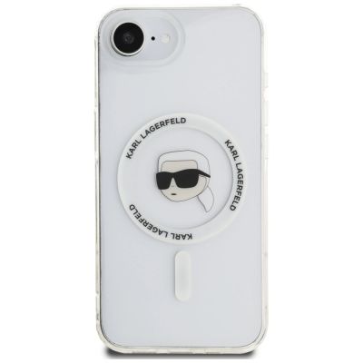 3. Karl Lagerfeld IML Metal Karl Head MagSafe Case for iPhone 16e White