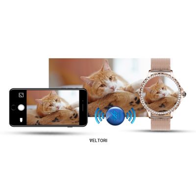 20. VELTORI VT320-1 Women's Smartwatch Gold Bracelet + Pink Silicone Strap