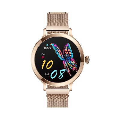 12. VELTORI VT340-1 Women's Smartwatch Gold Bracelet + Pink Silicone Strap