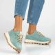 13. Leather platform sneakers in green Filippo DP7498
