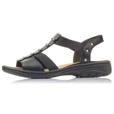 13. Black leather Roman sandals Rieker W 64580