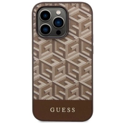 3. Guess GUHMP14LHGCFSEW iPhone 14 Pro 6.1" brown/brown hard case GCube Stripes MagSafe