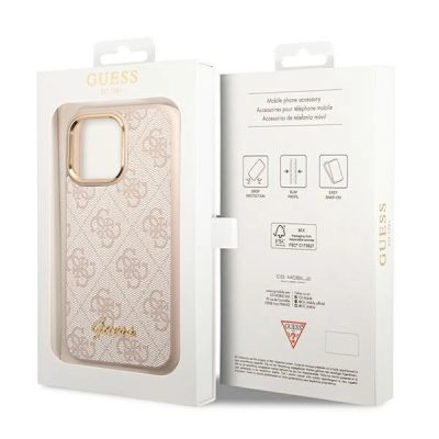 8. Guess 4G Vintage Gold Logo case for iPhone 14 Pro - pink