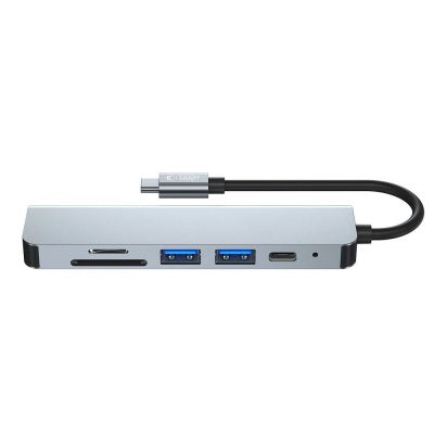 6. HUB Tech-Protect V4 6in1 USB-C - USB-A 3.0 / USB-A 2.0 / USB-C / HDMI / micro SD / TF / SD card reader - gray