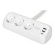 Digitus 3-Way Office Power Strip with 2 USB-A and 1 USB-C Ports, White