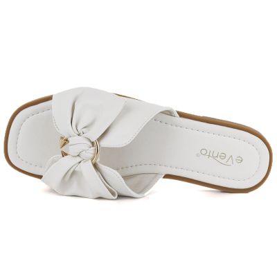 2. Women's flat slippers with bow white eVento 5479