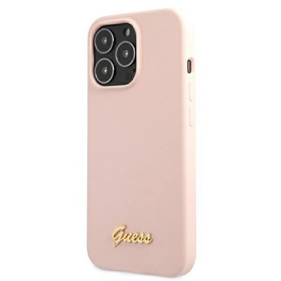 3. Guess GUHMP13LLSLMGLP iPhone 13 Pro / 13 6.1" light pink/light pink hardcase Silicone Script Gold Logo Magsafe