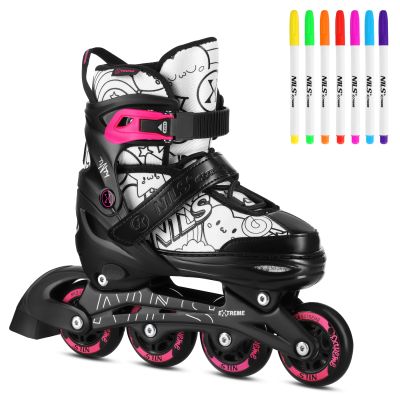 NH10907 4in1 ROLLER SKATES WITH EXTENDED HOCKEY BLADES TINTS PINK SIZE L (39-42) NILS EXTREME