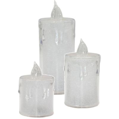 DECORATIVE CANDLE 3 PCS TRANSPARENT WARM WHITE 1 LED