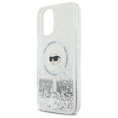 6. Karl Lagerfeld Liquid Glitter Karl Head Magsafe Case for iPhone 16 Plus - Clear
