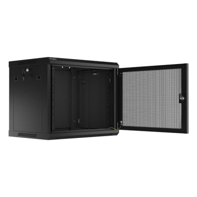 2. WALL-HUNG RACK CABINET 19" 9U 600X450 BLACK PERFORATED DOOR LANBERG (FLAT PACK)
