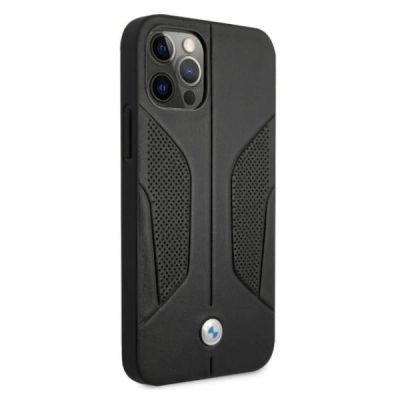 4. BMW Leather Perforated Sides Case for iPhone 12 Pro Max - Black
