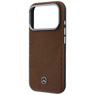 6. Mercedes Leather Semi Wrap Wood Effect MagSafe case for iPhone 17 Pro - brown
