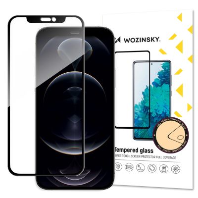 Wozinsky Super Durable Full Glue Tempered Glass Screen Protector with Frame Case Friendly iPhone 17e / 16e / 14 / 13 Pro / iPhone 13 Black