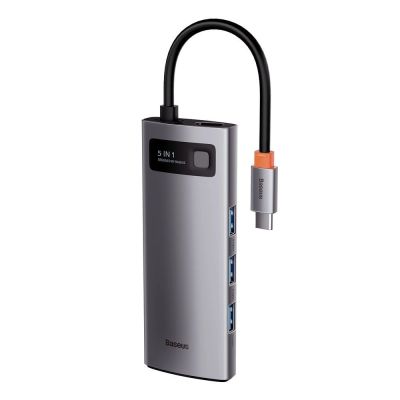 8. Baseus Metal Gleam Series 5-in-1 Multifunctional HUB USB Type C - USB Type C Power Delivery 100 W / HDMI 4K 30 Hz / 3x USB 3.2 Gen 1 (CAHUB-CX0G)