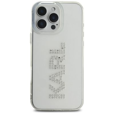 3. Karl Lagerfeld IML Rhinestones Logo iPhone 16 Pro Case - Clear