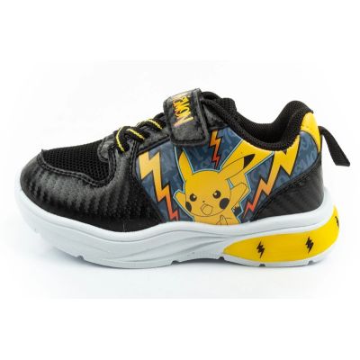 2. Leomil children's sports shoes Pokemon sneakers lightweight with velcro LED black yellow