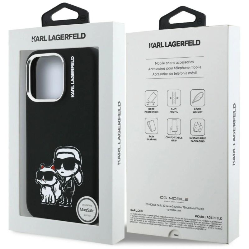 8. Karl Lagerfeld Silicone Karl&Choupette Sketch MagSafe Case for iPhone 16 Pro - Black