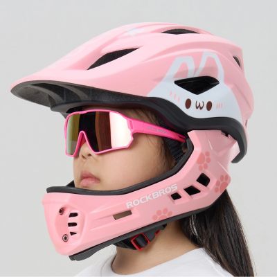 3. Rockbros TT-32001 Rabbit Children's Bike Helmet with Detachable Chin Size S (48-52) - Pink