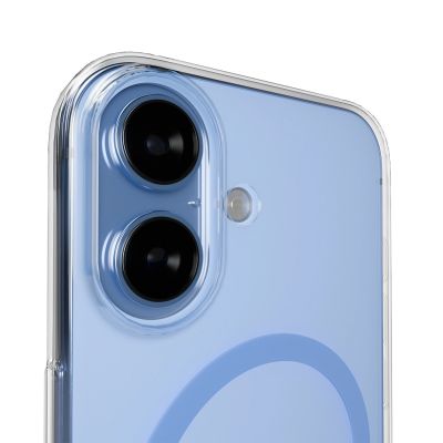 8. Puro Lite Mag TPU+PC Case Compatible with MagSafe for iPhone 17 - Transparent with Blue Ring