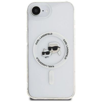 3. Karl Lagerfeld IML Metal Karl & Choupette Heads MagSafe iPhone 16e Case - White