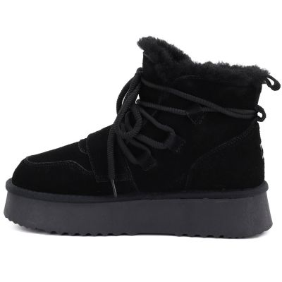 2. Women's leather ankle boots on the platform, suede, black, Big Star UU274314