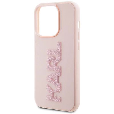 6. Karl Lagerfeld 3D Rubber Glitter Logo case for iPhone 15 Pro - pink