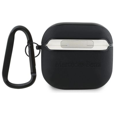 4. Mercedes MEA4CSLBK AirPods 4 cover black/black Leather Metal Logo
