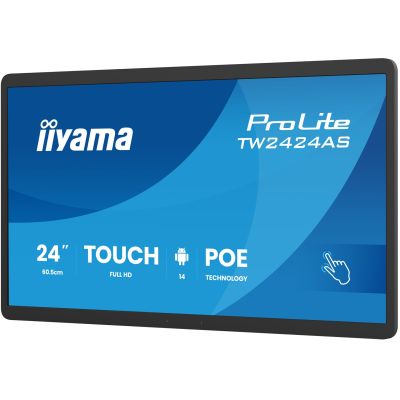 3. iiyama TW2424AS-B3P signage display Interactive flat panel 60.5 cm (23.8") Wi-Fi 450 cd/m2 Full HD Black Touchscreen Embedded processor Android 24/7