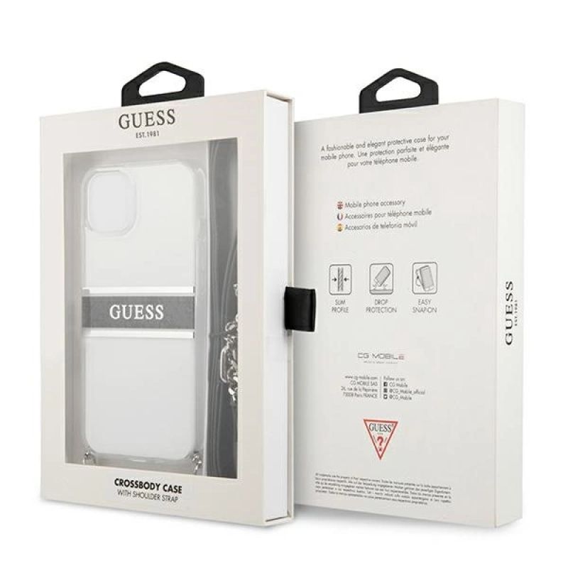 8. Guess GUHCP13SKC4GBSI iPhone 13 mini 5.4" Transparent hardcase 4G Gray Strap Silver Chain